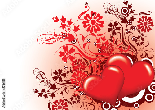 Valentines floral background, vector illustration