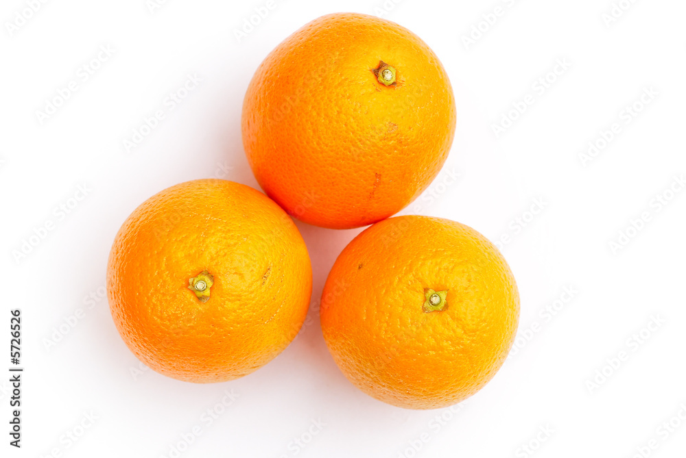 Close up three oranges isolated on white Close up three oranges isolated on white