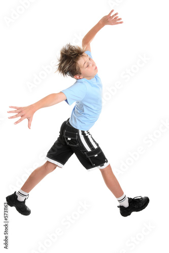 A boy taking gigantic strides