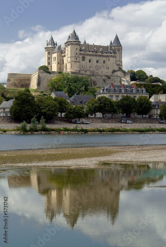 The chateau at saumur on the banks of the river loire.