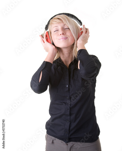 Pretty girl enjoying her music