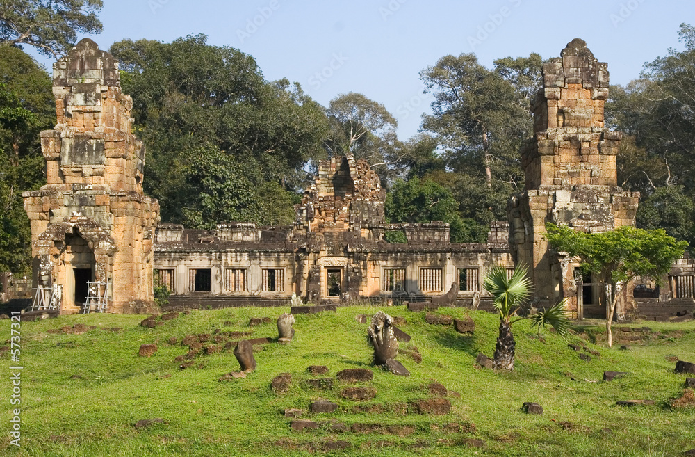 Prasat Suor Prat Temple Ruins In Angkor Thom In Cambodia