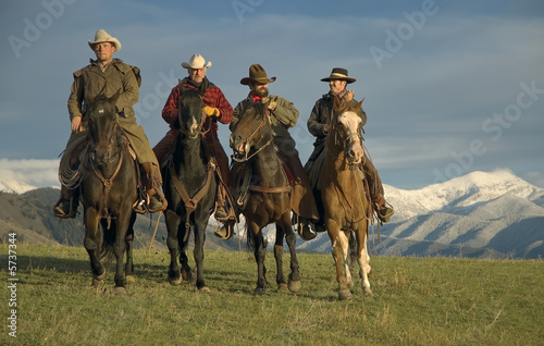 Working cowboys on the range.Working horse ranch in Montana