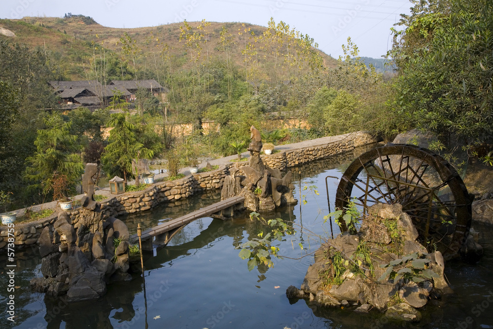 Pond. Village, Countryside, Guizhou, China