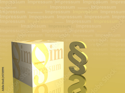 Impressum im 3D Kasten und Paragrapf