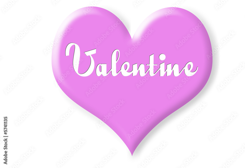 Pink valentine heart with text isloated on white