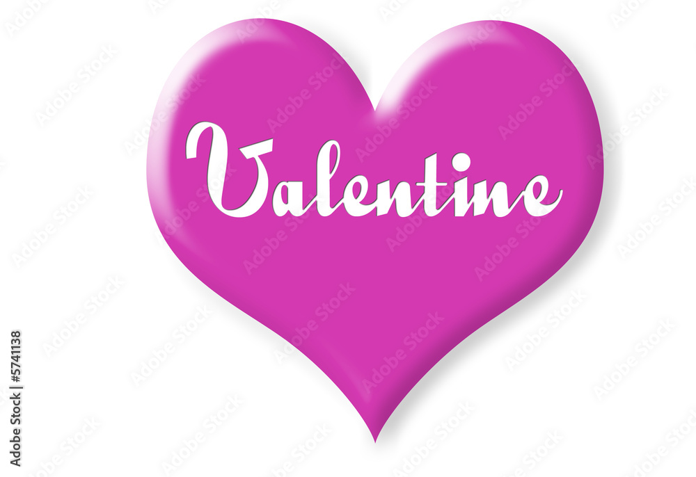 Violet valentine heart with text isolated on white