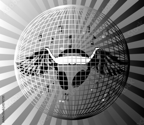 disco globe with wings and headphones