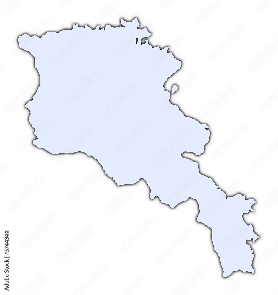 Armenia light blue map with shadow