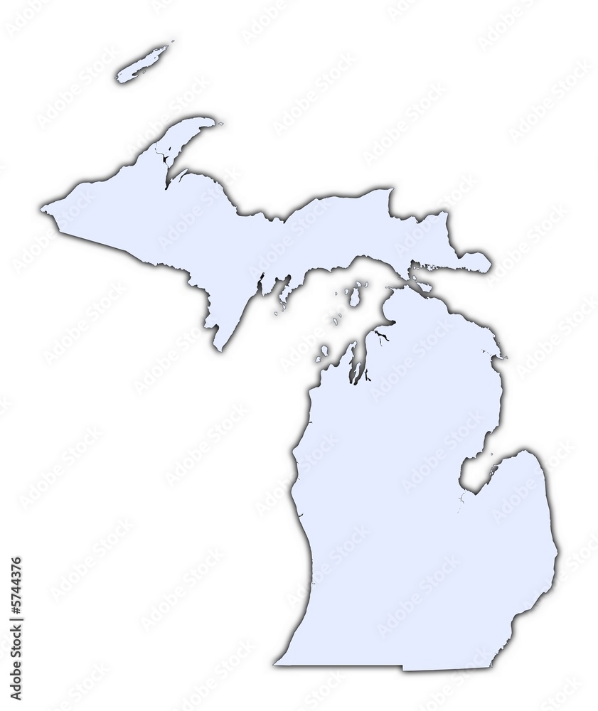 Fototapeta premium Michigan (USA) light blue map with shadow
