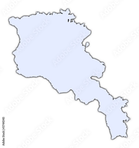 Armenia light blue map with shadow