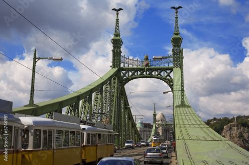 Canvas Print pont elisabeth et tramway, budapest