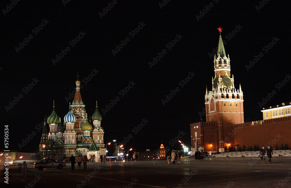 Obraz premium Russia. Red square, kremlin, Moscow, night