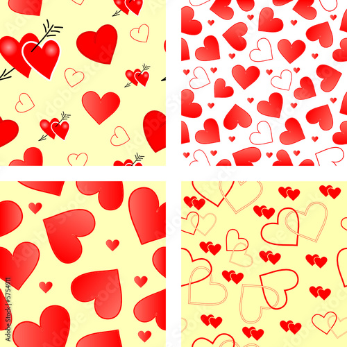 Collection of seamless wallpaper valentines with hearts