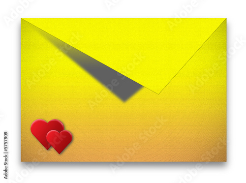 Yellow envelope with hearts on it