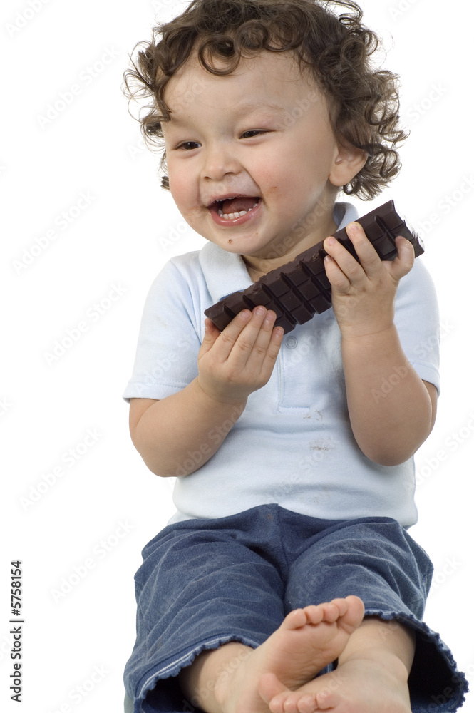 Child with chocolate. Child with chocolate.