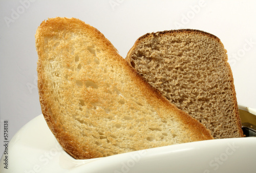 Two toasts in toaster