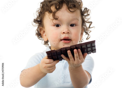 Child with chocolate.