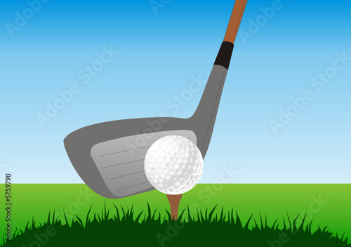 Close up of a golf stick and ball