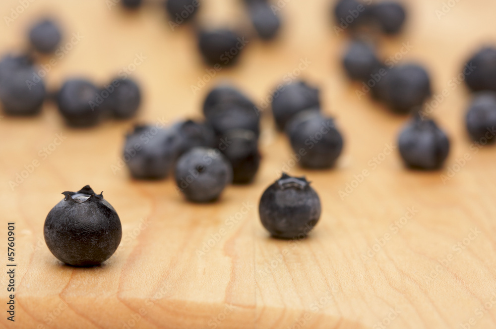 Blueberries on a Cutting Board with Narrow Depth of Field Blueberries on a Cutting Board with Narrow Depth of Field