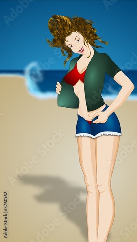 Dancing Girl on Beach