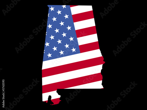 Map of Alabama with flag