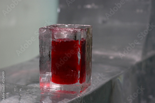 Vodka and raspberry coctail in Ice Bar
