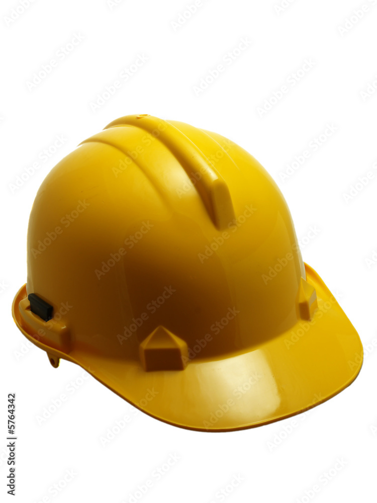 Fototapeta premium Żółty kask ochronny na białym tle