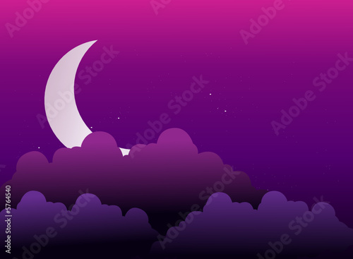 moon is hidden behind clouds. vector illustration