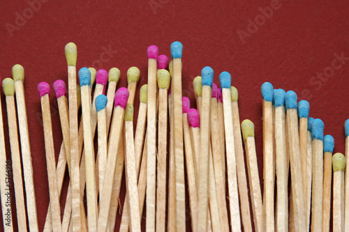 Close up of colored matches