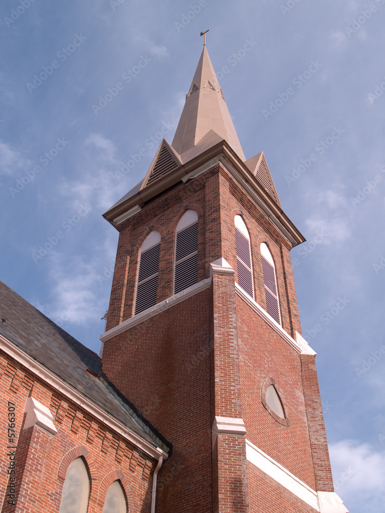 red brick church steeple