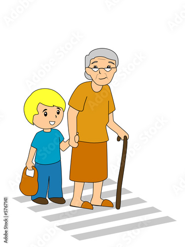 Child helping Grandma