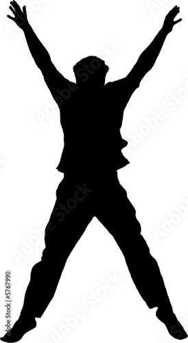 Happy jumping man silhouette