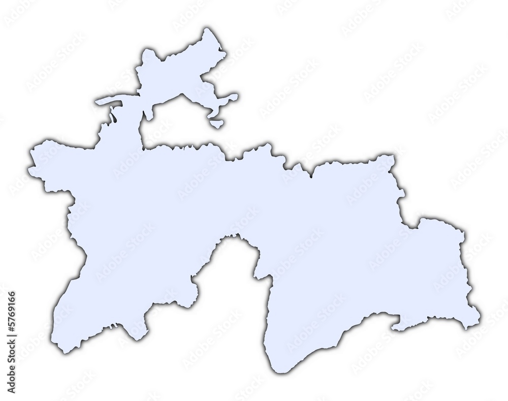 Tajikistan light blue map with shadow