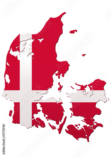 Carte du Danemark (drapeau)