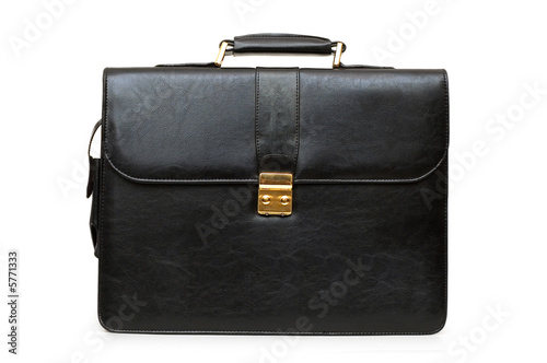 Black briefcase isolated on the white background