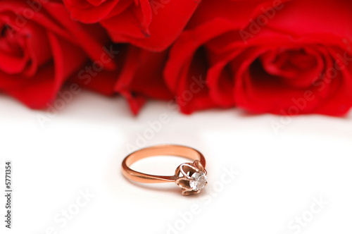 Wedding and Valentine concept with rose and rings