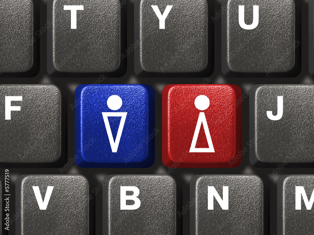 Computer keyboard with male and female keys