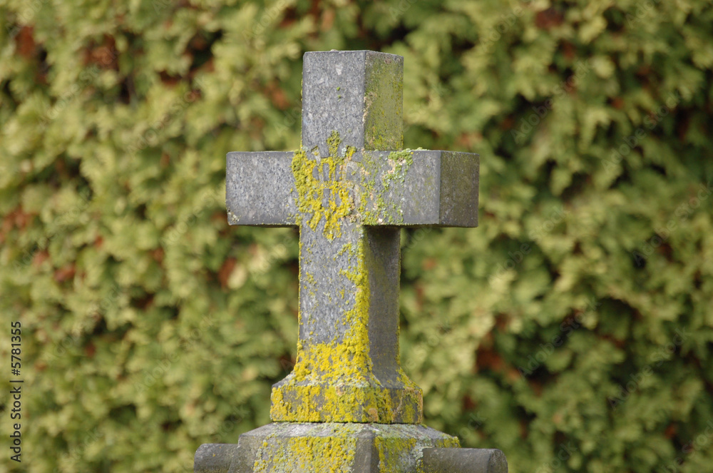 Moss covered cross