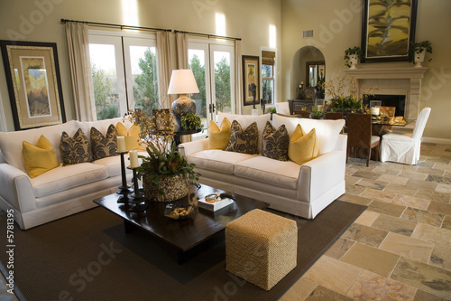Spacious luxury home living room.