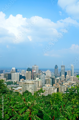 View over Montreal city center in summer.