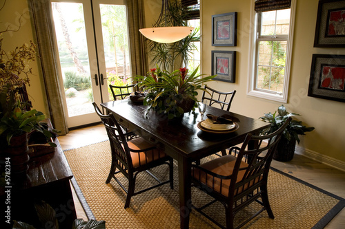 Dining table with luxury decor.