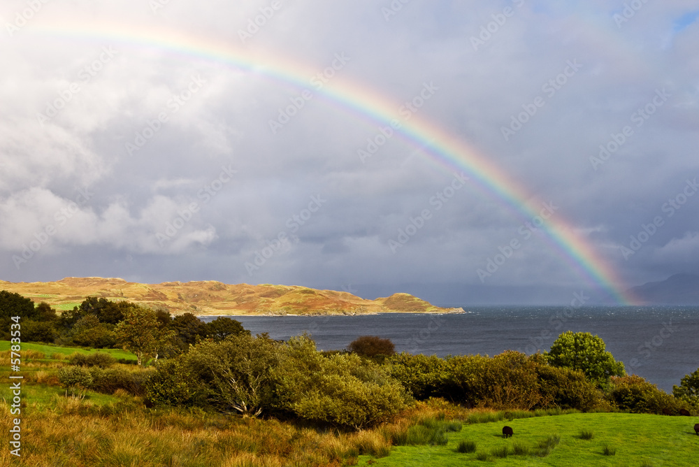 Rainbow above the lake, Isle of Skye, Scotland Rainbow above the lake, Isle of Skye, Scotland