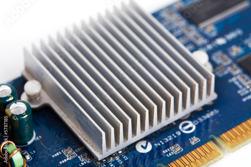 Close up of computer video card heatsink.