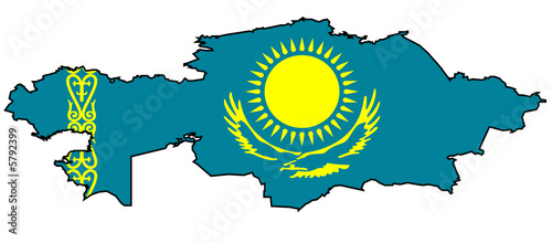 Flagge und Karte von Kasachstan 
