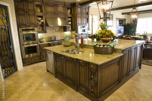 Spacious kitchen with an island.