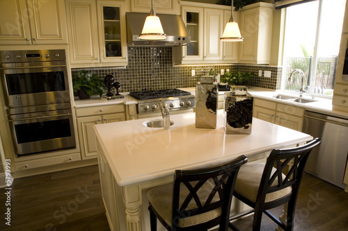 Spacious kitchen with an island.