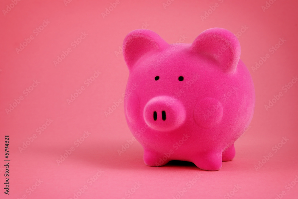 Piggy bank on a pink background