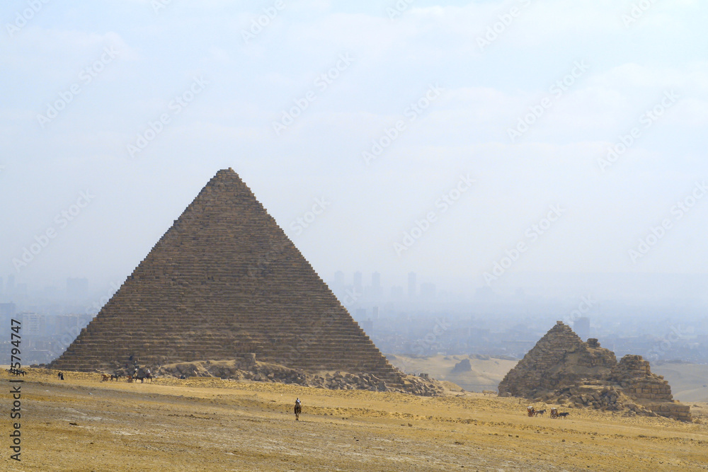 Cairo city view from Giza and pyramid Cairo city view from Giza and pyramid