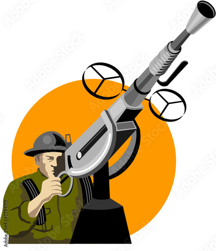 Soldier manning an anti-aircraft gun